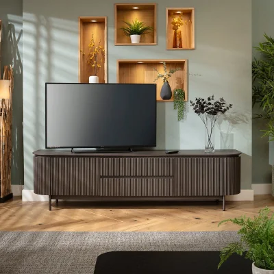 Quatropi Modern Large TV Stand Cabinet Television Media Unit Space Grey 210cm