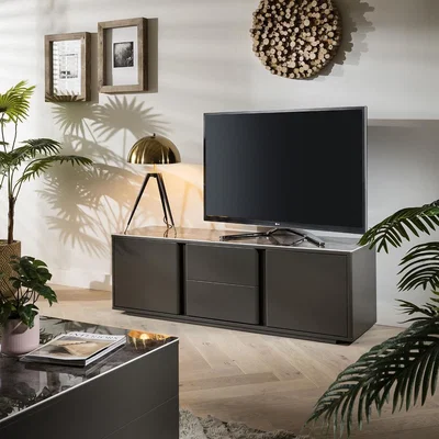 Quatropi Marblehead Grey TV Stand | 160cm Unit with Luxury Marble Top & Storage