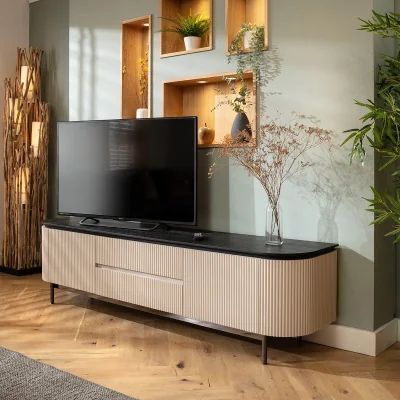 Quatropi Modern Large TV Stand Cabinet Television Media Unit Matte Chalk White 210cm