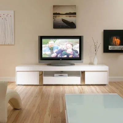 Quatropi LARGE TV Television Cabinet Entertainment Unit Center White gloss