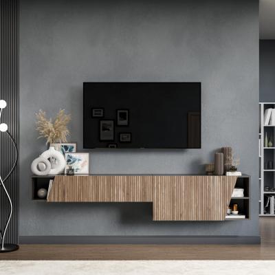 The Range Fati Wall Mounted Entertainment Center - Black and Alina Pattern