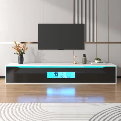 The Range High Gloss TV Cabinet with Color Changing LED Lights - BLACK
