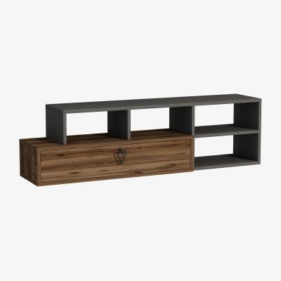 The Range Mercury Adjustable TV Stand with Shelves - Light Walnut - Anthracite