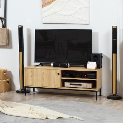 The Range HOMCOM Retro TV Stand Cabinet with 3 Compartments Sliding Door