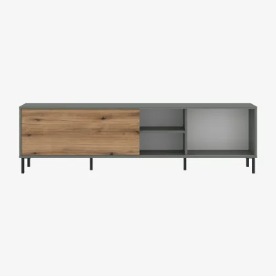 The Range Darwin TV Cabinet 1 Door 50cm High in Green/Oak - Green & Oak