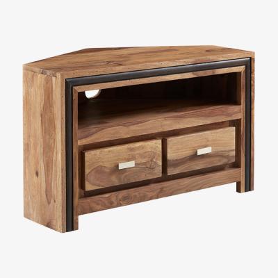 The Range Handmade Sheesham Wood 2 Drawers and Shelf Corner TV Cabinet - Brown