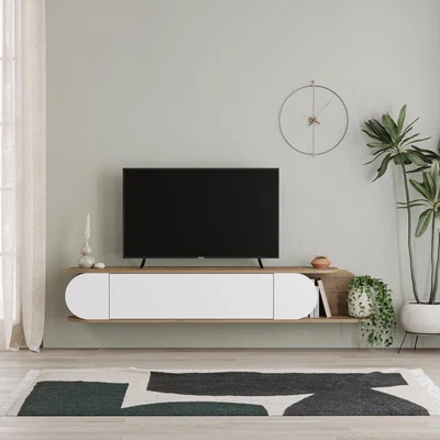 The Range FWStyle Wall Mounted Large 1 Door TV Unit  - Oak & Painted White