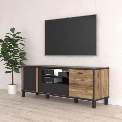 The Range Industrial Design Dark Oak and Black TV Unit Cabinet - Black