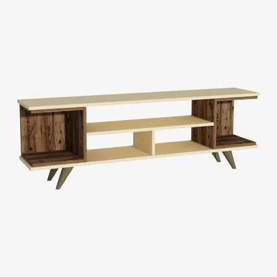 The Range Whalen TV Stand with Open Shelves - Light Walnut - Beige