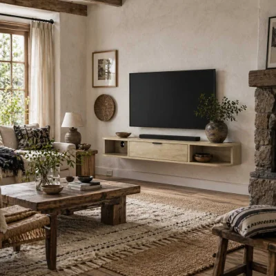 The Range Avalani 120cm Natural Finish Floating TV Unit - Fits Up to 50-inch Screens
