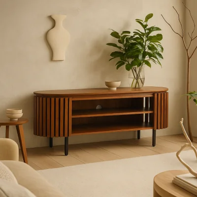 The Range Birmingham Slatted Mango Wood TV Cabinet - Brown