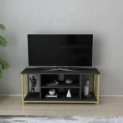 The Range Rinaldo Wide Tv Stand - Anthracite and Gold - Anthracite