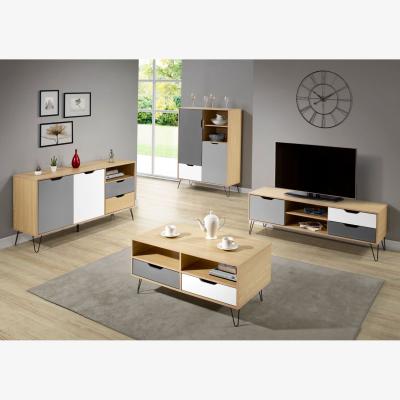 The Range Bergen One Door Two Drawer TV Unit - Oak effect white grey