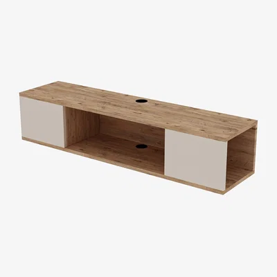 The Range Floating TV Stand with Shelves Alfie - Atlantic Pine & Beige