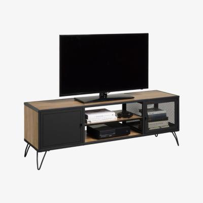 The Range TV Stand With Contemporary Industrial Black Hairpin Legs Oak Finish 515mm H x 1500mm W x 400mm D - Black