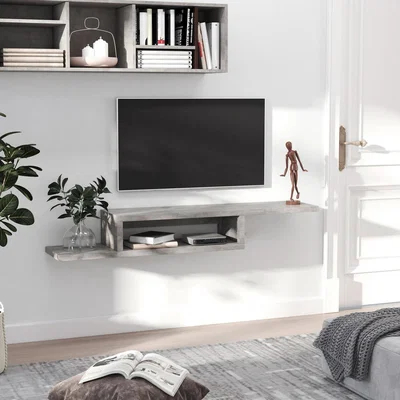 The Range 150cm Wall Mount Media Console Floating TV Stand - White and Natural