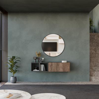 The Range Palermo  Wall Mounted Entertainment Center - Black and Alina Pattern