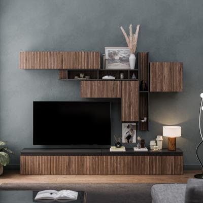 The Range Milano Wall Mounted Entertainment Center - Black and Alina Pattern