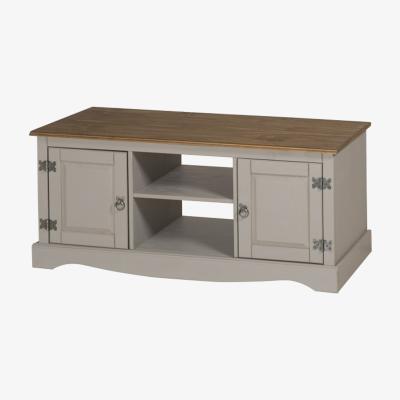The Range Corona Grey Wax 2 Door Media Unit - Distressed Grey Wax