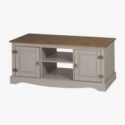 The Range Corona Grey Wax 2 Door Media Unit - Distressed Grey Wax