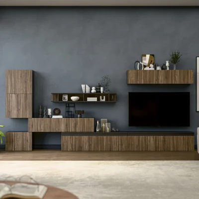 The Range Lund Wall Mounted Entertainment Center - Black and Alina Pattern