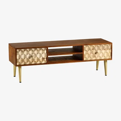 The Range CNC Retro Large Plasma TV Unit - Two-Tone
