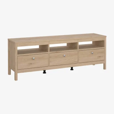 The Range Gossmere Hickory Oak Effect TV Unit, 3 Drawers - Natural