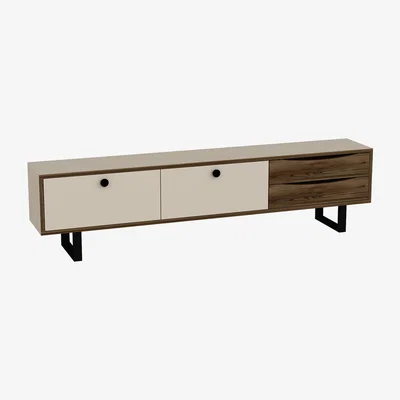 The Range TV Stand and Media Console Mosso - Light Walnut & Beige