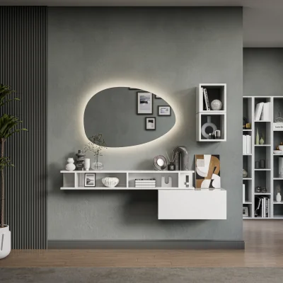 The Range Tampere Wall Mounted Entertainment Center - High gloss White