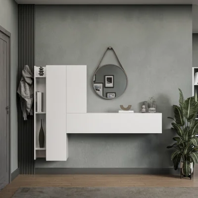 The Range Mantova  Wall Mounted Entertainment Center - High gloss White