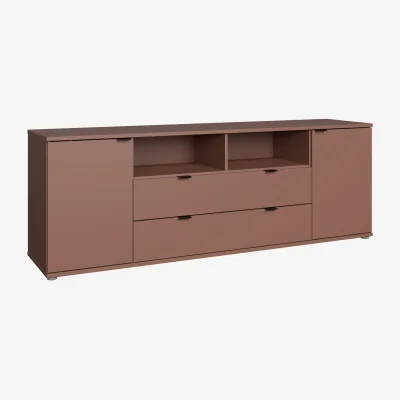 The Range Ganymede Wide TV Unit with Open Shelving, 2 Drawers & 2 Doors - Sand