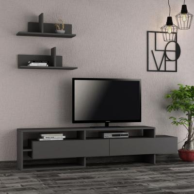 The Range Gara Modern Tv Unit With Storage And Wall Shelf - Anthracite Grey