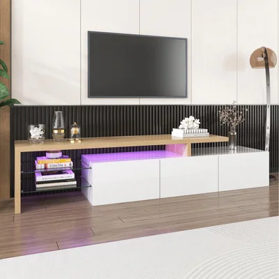 The Range High-gloss TV cabinet with LED lighting - White