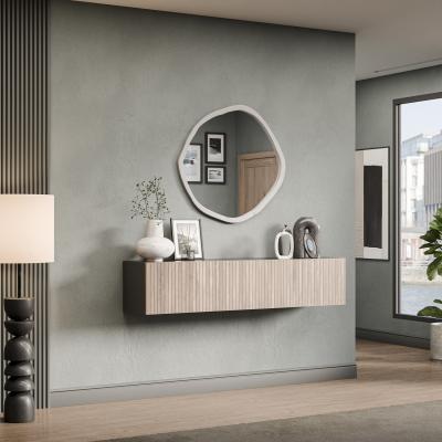 The Range Cagliari  Wall Mounted Entertainment Center - Black and Alina Pattern