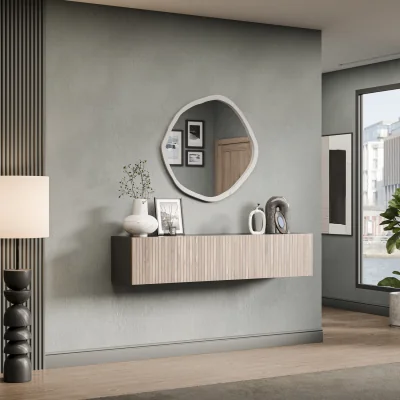 The Range Cagliari  Wall Mounted Entertainment Center - Black and Alina Pattern
