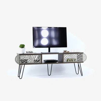 The Range Illia Maxi TV Stand 150 cm Walnut Top and Black Leg - Walnut