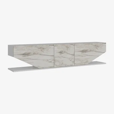 The Range Pearl 180cm Wide TV Stand - Marble Glossy White