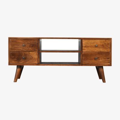 The Range Nordic Wood Chestnut 4 Drawer 2 Open Shelves TV Unit - Brown