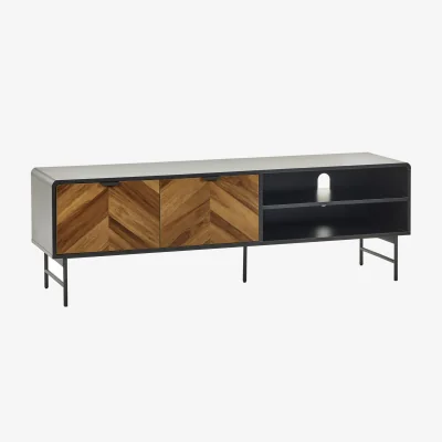 The Range Alvin TV Unit - Black and Natural Brown Wood