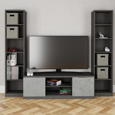 The Range Lardale TV Unit with 2 Tall Bookcases - Smoked Oak