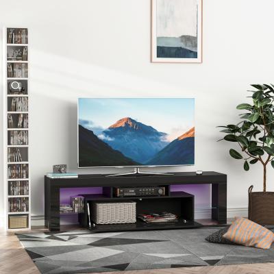 The Range High Gloss TV Stand Cabinet with LED RGB Lights, Remote Control - Black