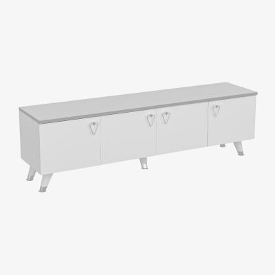 The Range TV Stand and Media Console with Cabinets for TVs up to 78" Raine - White & Silver Band / 150cm