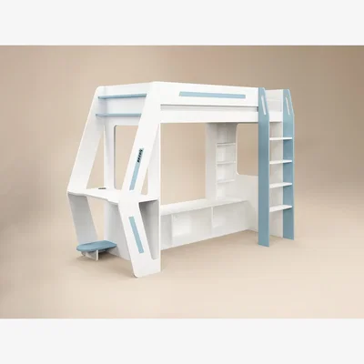 The Range Recoil Alister Gaming High Sleeper with Desk and TV Stand - White & Blue