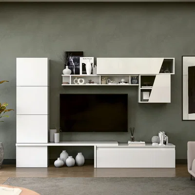 The Range Kladova Wall Mounted Entertainment Center - High gloss White