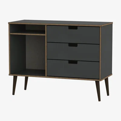 The Range Shanghai B Ready Assembled 3 Drawer TV Unit - Graphite Black