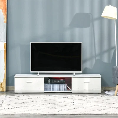 The Range TV Stand Cabinet High Gloss Door with LED RGB Lights - White
