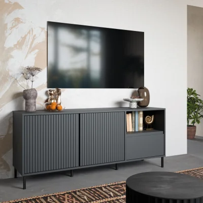The Range Avenale Wide TV Cabinet 2 Door 1 Drawer in Anthracite - Anthracite