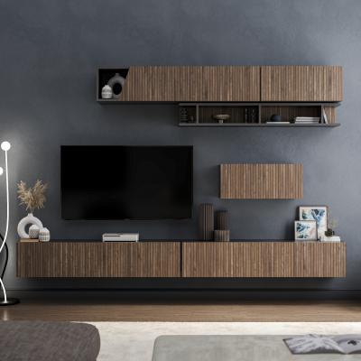 The Range Boston  Wall Mounted Entertainment Center - Black and Alina Pattern