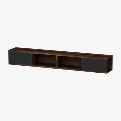 The Range Colin Floating TV Stand with Shelves and Cabinets - Light Walnut & Anthracite