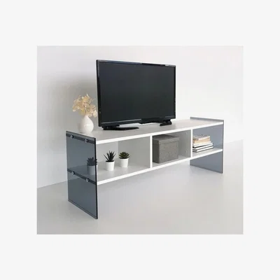 The Range Major TV Unit White 120 cm Tv401 Smoked White - White & Glass
